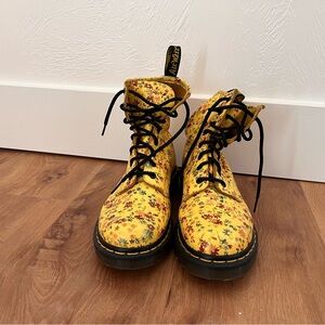 Dr. Martens Yellow Floral Lace-Up Boots
